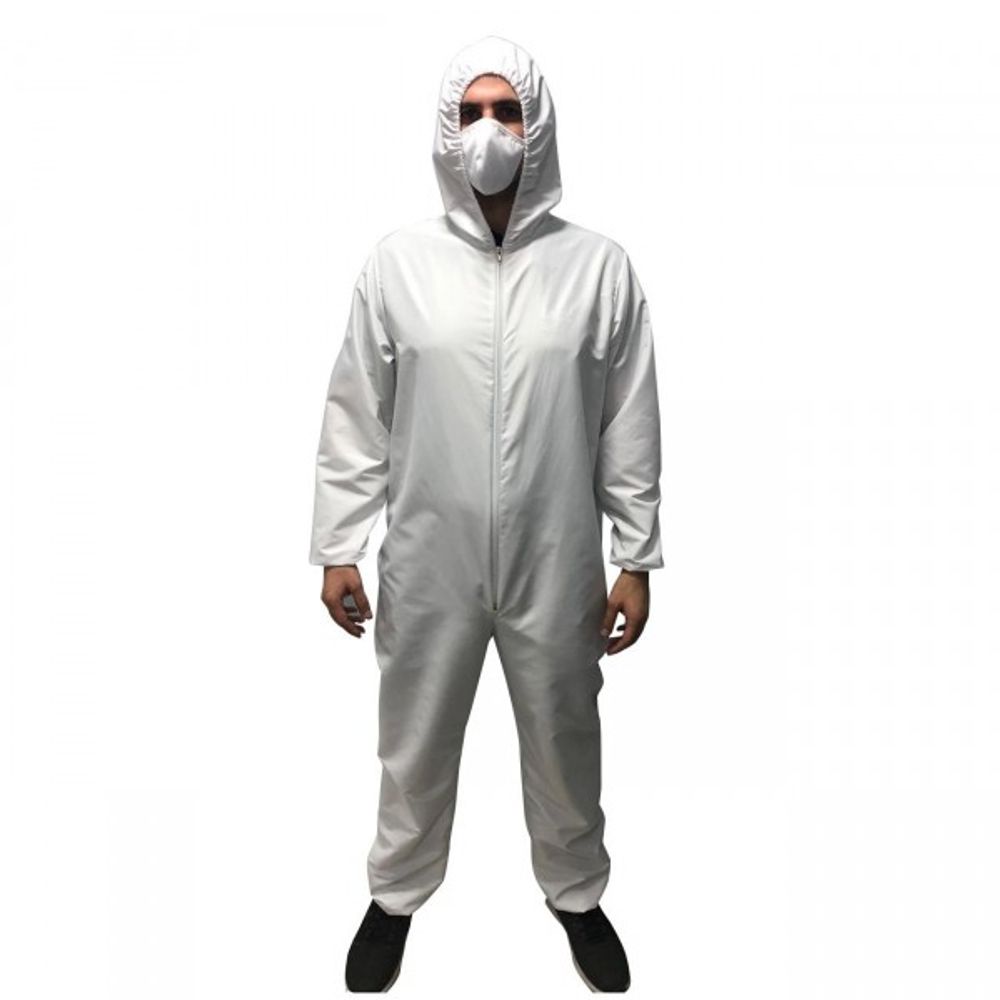 Estrategias TRAJE DE BIOSEGURIDAD ANTIFLUIDO ENTERIZO CAPUCHA BLANCO TALLA L